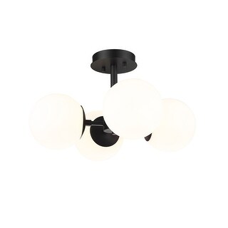 Midnetic 4 Light 18 inch Matte Black Semi-Flush Mount Light