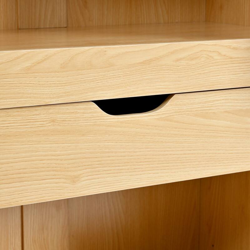 Farmhouse 72" Tall Kitchen Pantry Cabinet, Freestanding Curved Design with Adjustable Shelves and Hidden Drawer