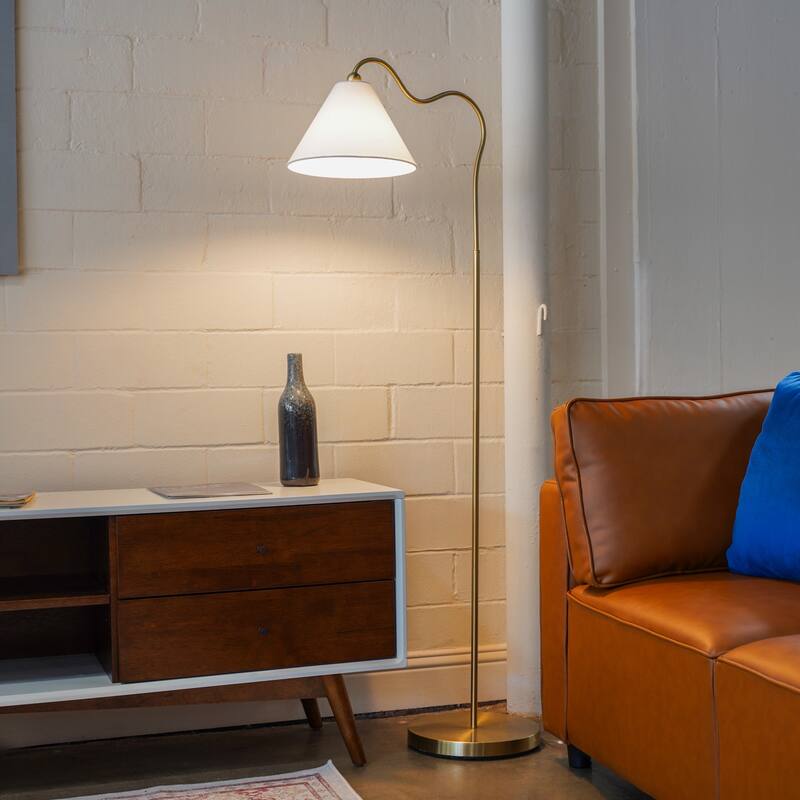 Majestic Glow Brass Floor Lamp - White