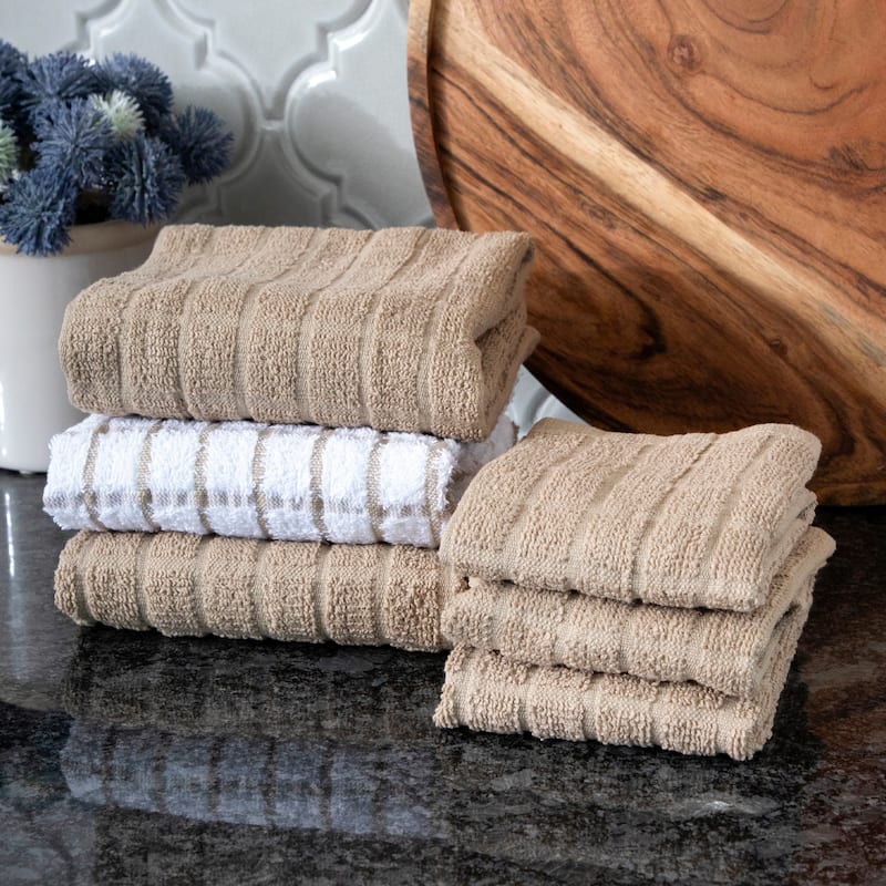 RITZ Cotton Kitchen Towels and Dish Cloths (Set of 3 Towels/ 3 Cloths)