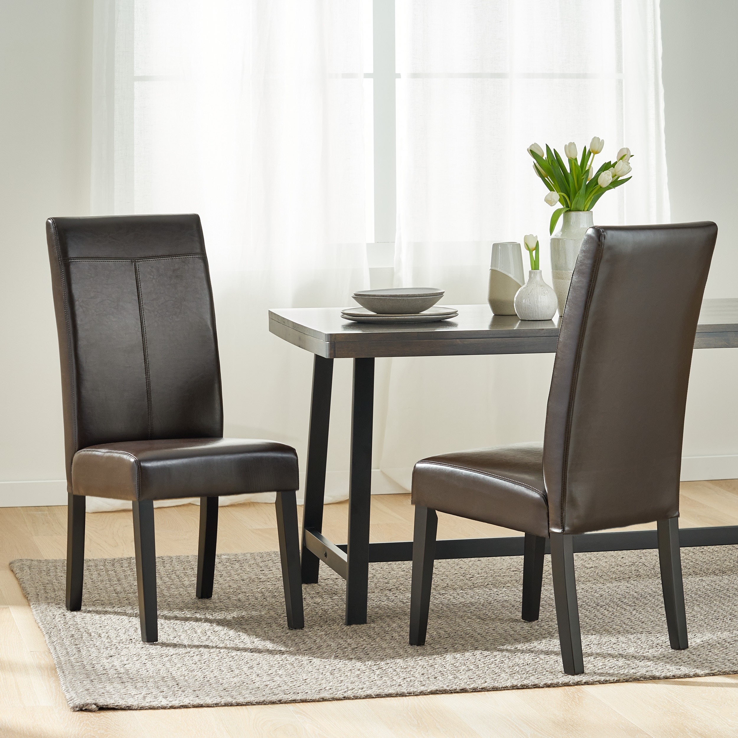 Lissa Chocolate Brown Polyurethane Dining Chair (Set of by Christopher Knight Home On Sale - - 7539134