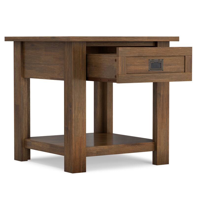 WYNDENHALL Garret SOLID ACACIA WOOD 22 inch Wide Square Rustic End Side Table - 22"W x 22" D x 22" H