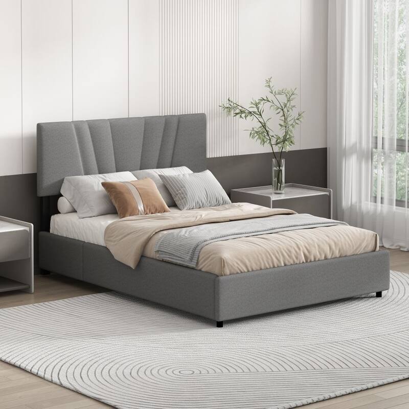 Queen Upholstered Platform Bed with Lifting Storage