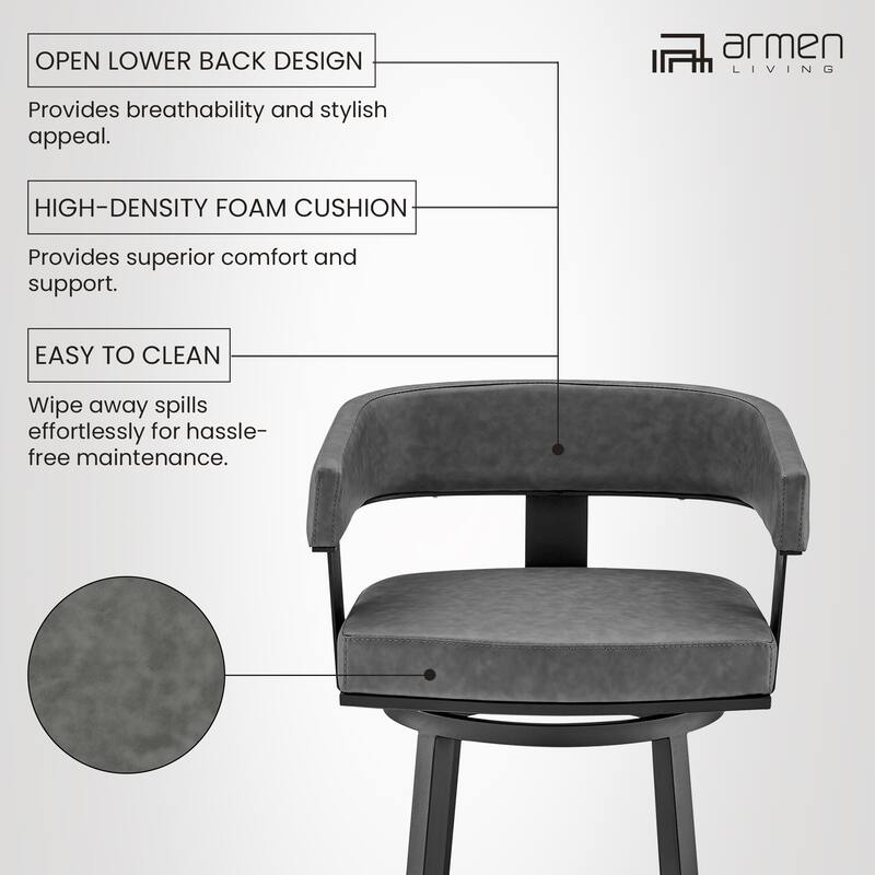 Lorin Upholstered Swivel Counter/Bar Stool in Faux Leather with Arms