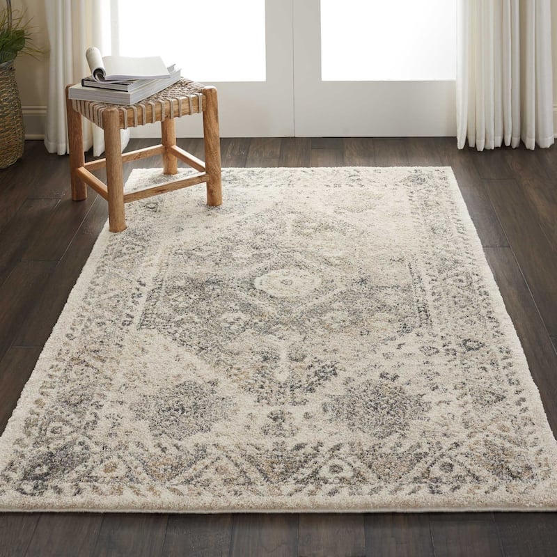 Nourison Fusion Vintage Distressed Area Rug - 4' x 6' - Cream/Grey - Rectangle