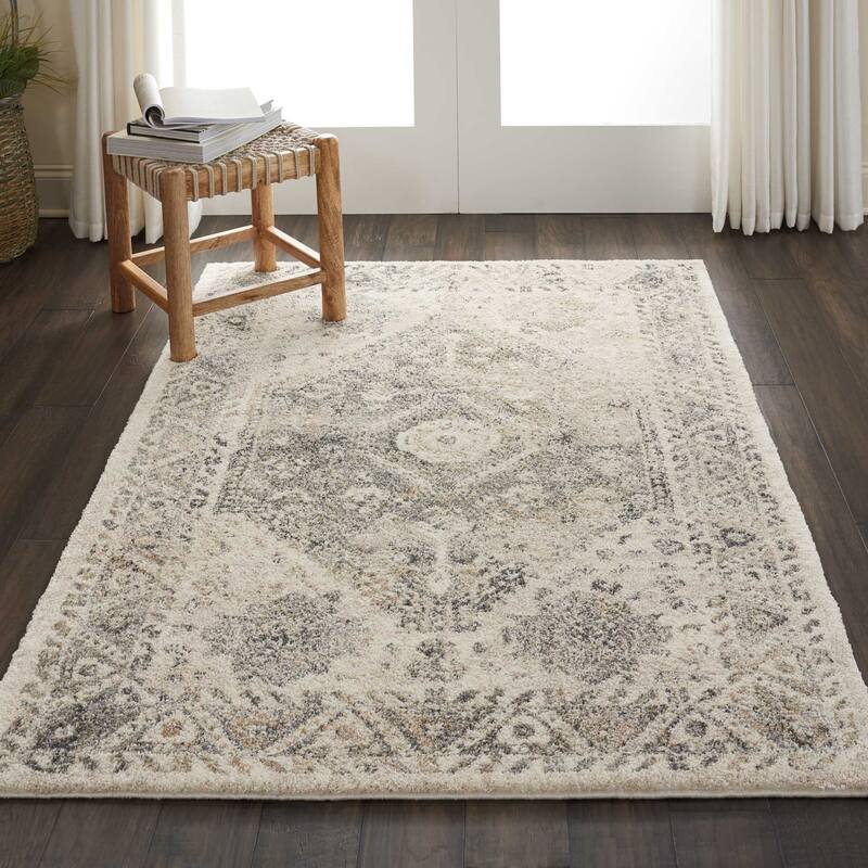 Nourison Fusion Vintage Distressed Area Rug - 4' x 6' - Grey/Cream/Grey/Ivory
