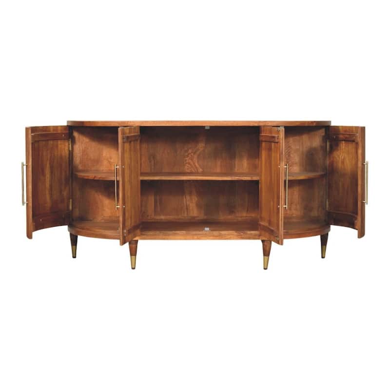 Artisan Furniture Solid Wood Ravello Curved 4-Door Sideboard, Brown with 3-Doors
