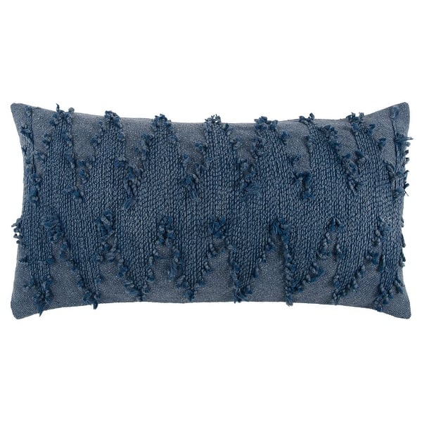 slide 2 of 3, Rizzy Home Indigo Blue Frayed Chevron Throw Pillow