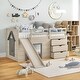 preview thumbnail 6 of 6, 3-In-1 Twin Loft Bed with Slide Ladder Drawers for Kids Teens-Beige