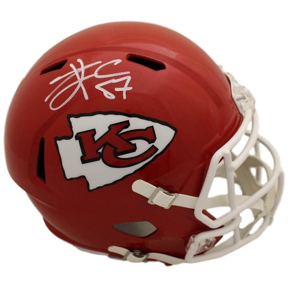 Shop Travis Kelce Autographed Kansas City Chiefs Speed Replica Helmet BAS - Black - 5&#39; x 8 ...