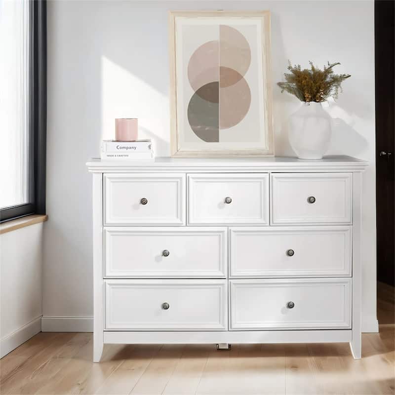 Modern Wood Dresser Cabinet with Metal Slide Rails and 7 Drawers