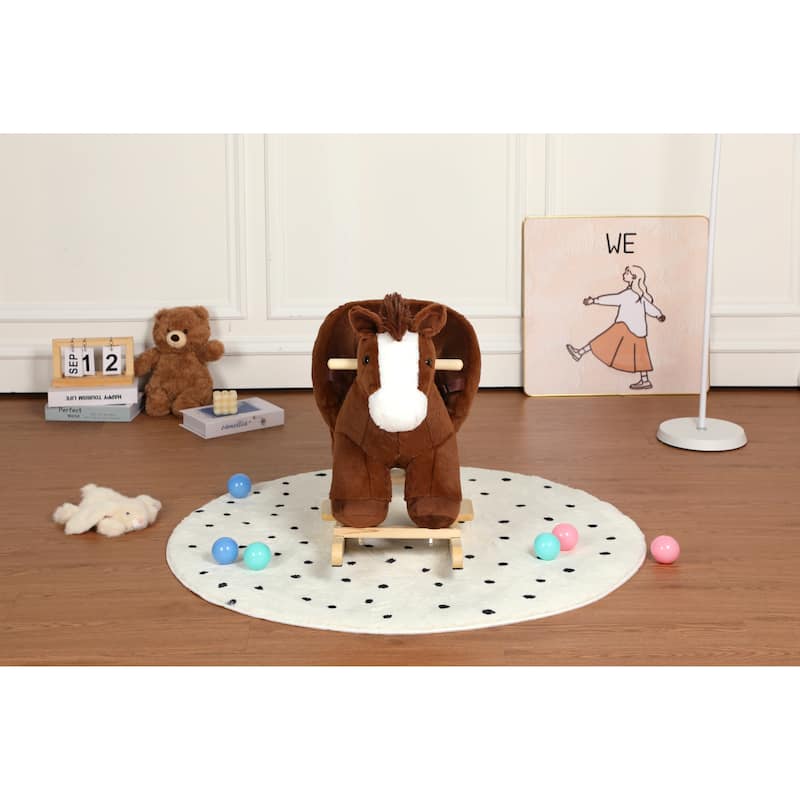 Anmytek Rocking Christmas Deer Toy Plush Interactive Toddler Rocker with Sound Motor Skills Gift