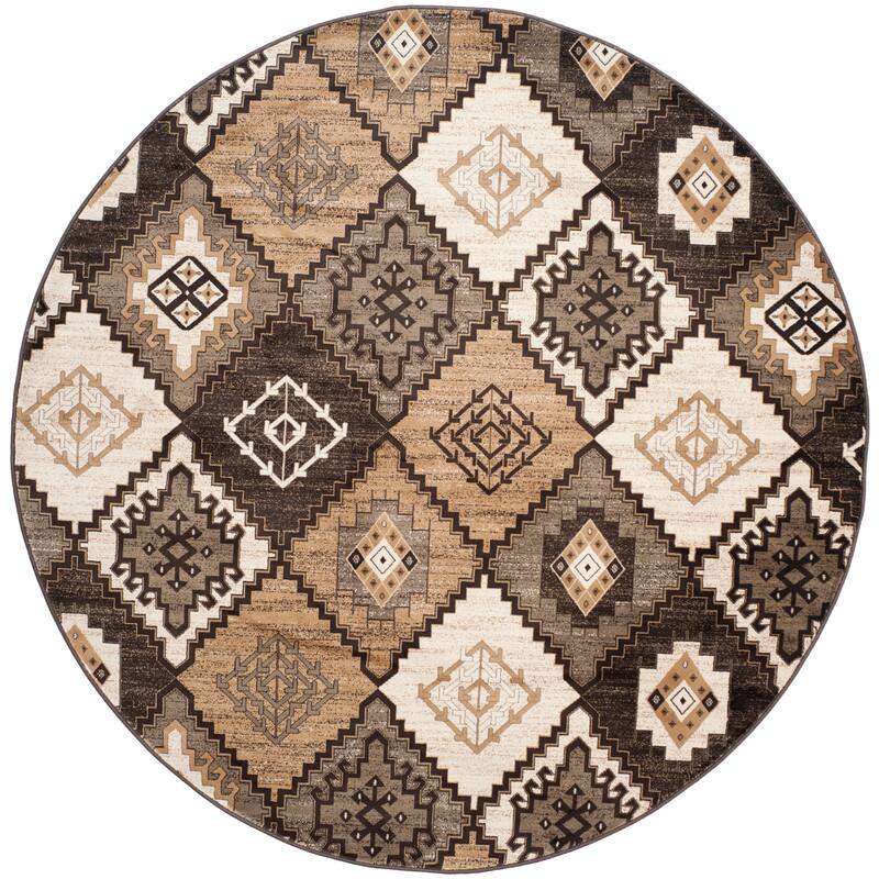 SAFAVIEH Vintage Distressed Boho Zella Oriental Rug - 6'7" Round - Black/Ivory