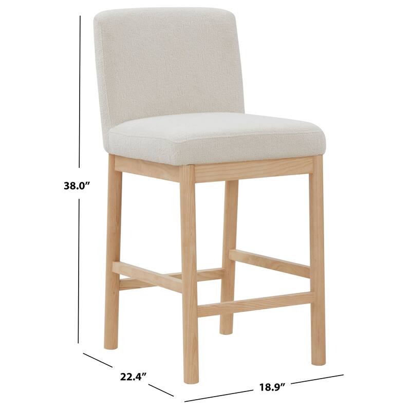 SAFAVIEH Couture Halcy Boucle 26-inch Counter Stool - 19Wx22Dx38H - Cream/Natural