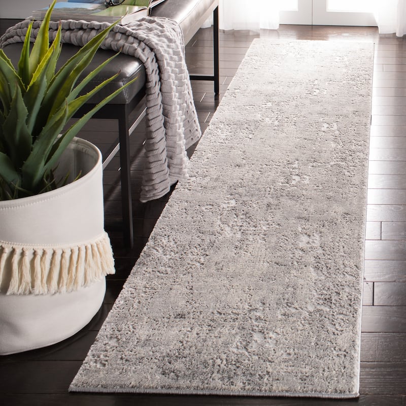 SAFAVIEH Invista Teena Contemporary Abstract Rug - 2' x 8' Runner - Grey/Ivory