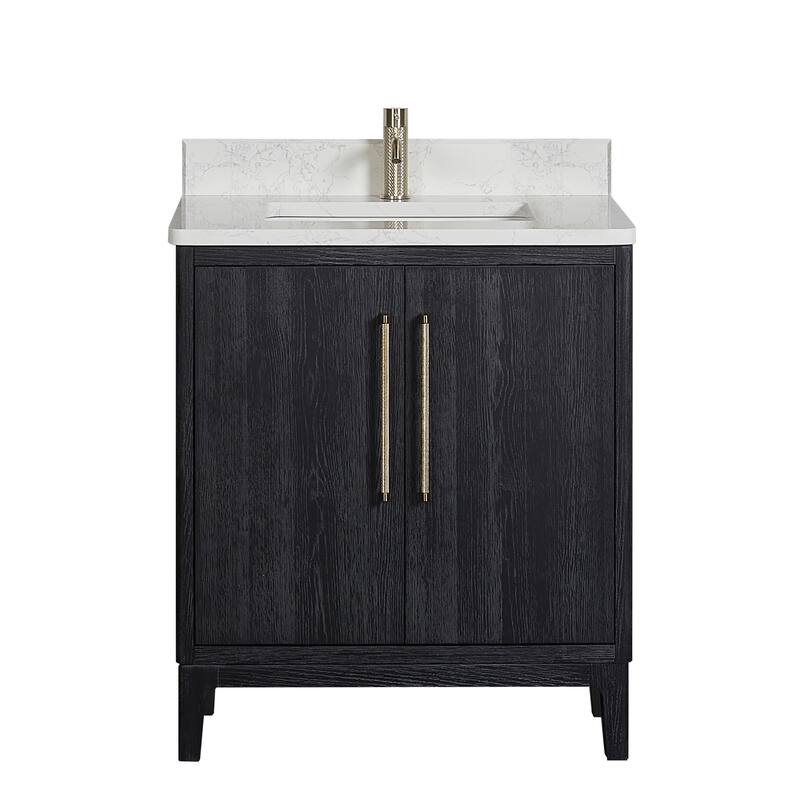 Miseno MV-NM-GARA30-GWT Gara 30" Free Standing Single Basin Vanity Set - Fir Wood Black - Wood Finish