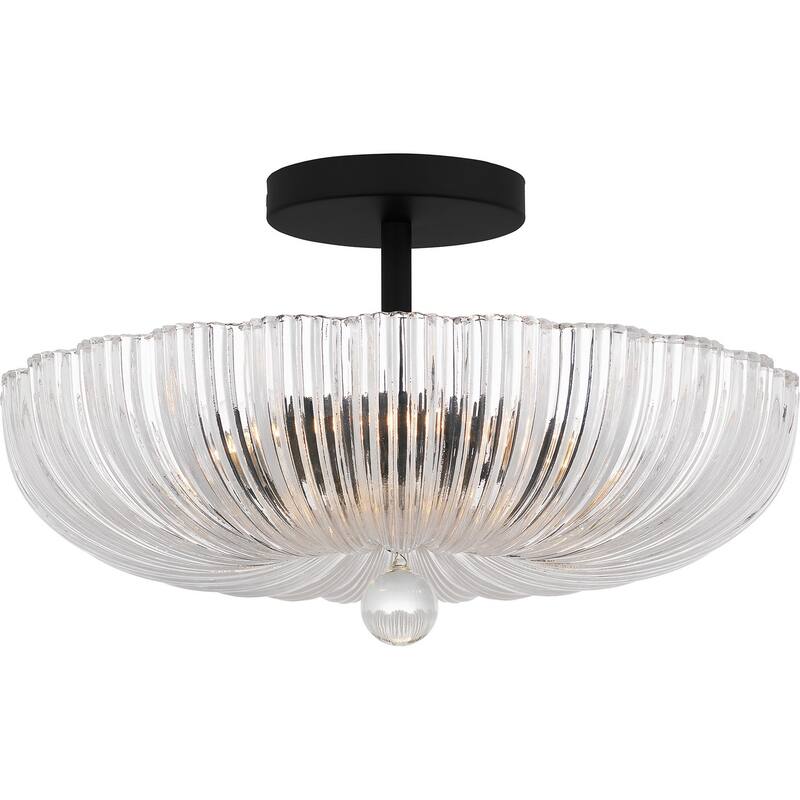 Matte Black Three Light Semi Flush Mount from the Quoizel Semi-Flush Mount Collection