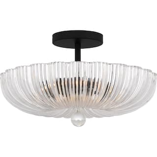 Matte Black Three Light Semi Flush Mount from the Quoizel Semi-Flush Mount Collection