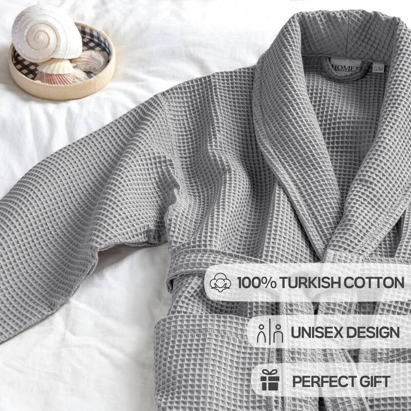 Salbakos Home1961 Lightweight Cotton Waffle Robe – Unisex Spa Bathrobe