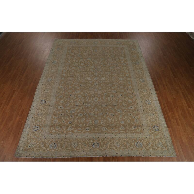 All-Over Floral Kashan Persian Area Rug Handmade Wool Carpet - 9'9" x 13'1"