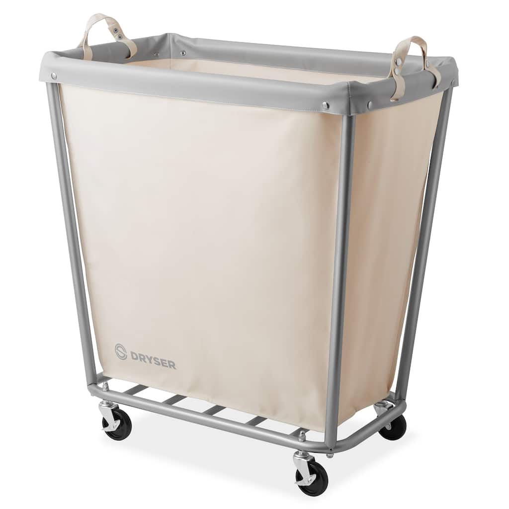 Commercial Large Rolling Canvas Bin Laundry Hamper on Wheels White