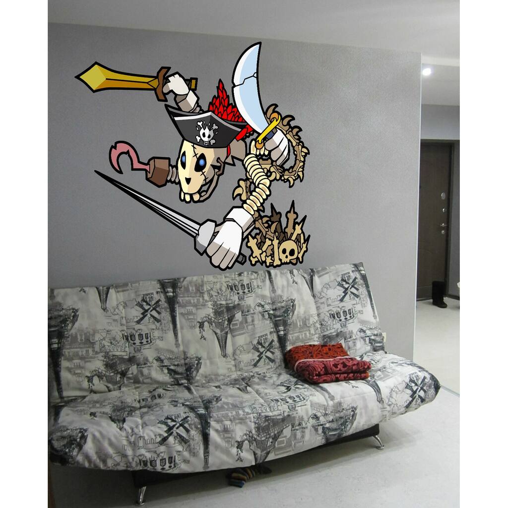Pirate Hook Skeleton Wall Decal, Pirate Hook Skeleton Wall sticker, Pirate Hook Skeleton wall decor