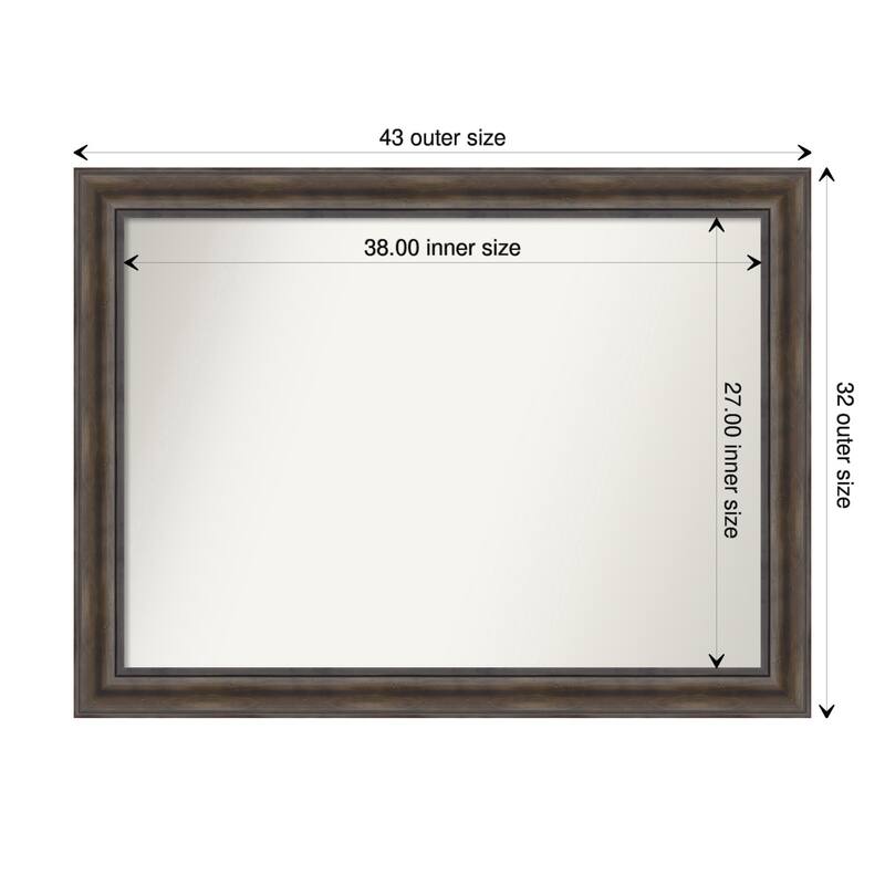 Non-Beveled Wood Bathroom Wall Mirror - Rustic Pine Frame - 43 x 32 in - Rustic Pine