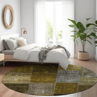 Machine Washable Indoor/ Outdoor Chantille Vintage Patchwork Rug
