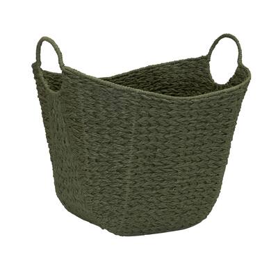 Paper Rope Basket with Handles, Natural Woven Woven Storage Basket, Great for Decoration or Organization - 16" x 14" x 17"
