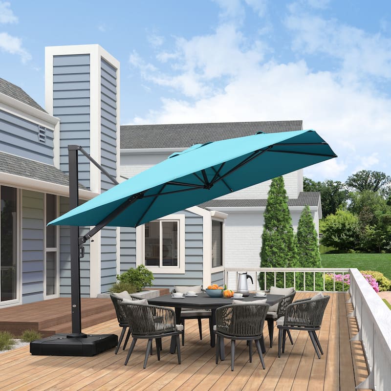 PURPLE LEAF Sturdy Heavy-duty Patio Cantilever Offset Umbrella with 360-degree Rotation
