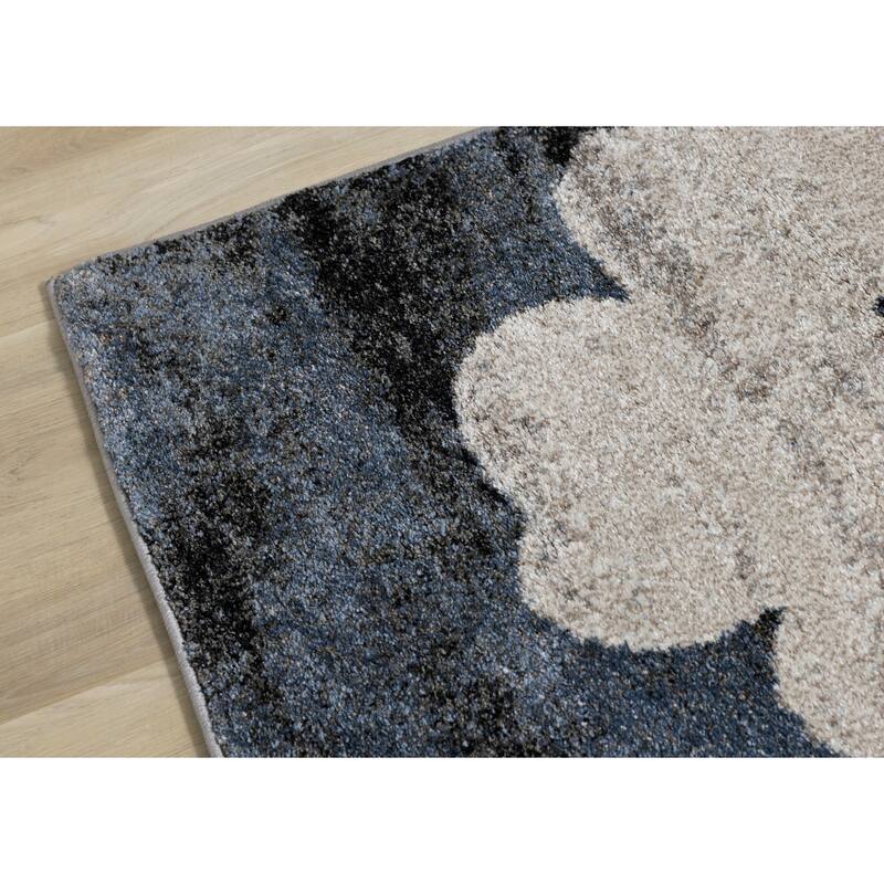 Brookfield Collection - Blue/Cream/Black Floral Rug