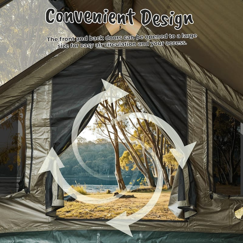 EROMMY Inflatable Tent with Chimney Opening, 8-10 Person Air Glamping Tent