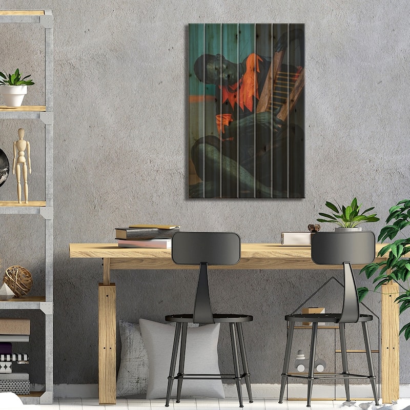 Haggard Harp Man Print On Wood by Harry Odunze - Multi-Color