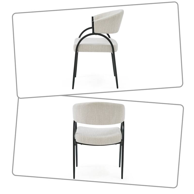 Modern Minimalist Upholstered Dining Chair Reception Chair with Curved Backrest and Metal Legs
