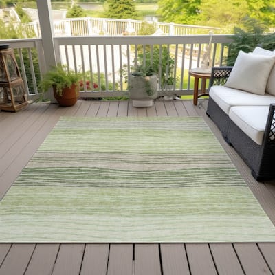 Machine Washable Indoor/ Outdoor Chantille Modern Stripes Rug