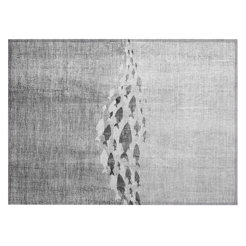 Machine Washable Indoor/ Outdoor Chantille Modern Sea Life Rug