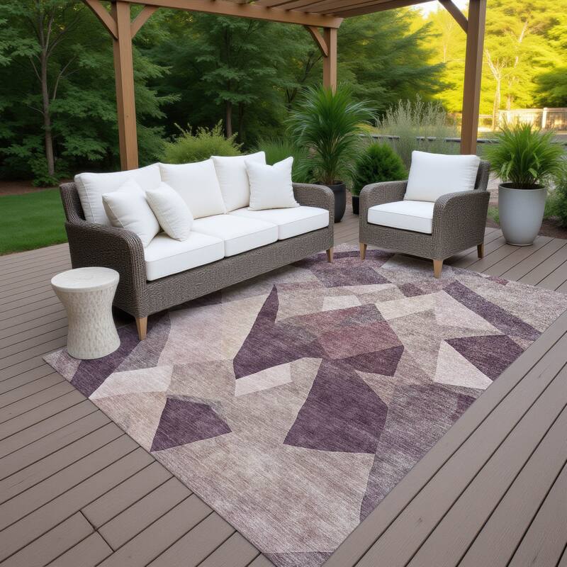 Machine Washable Indoor/ Outdoor Modern Queby Chantille Rug
