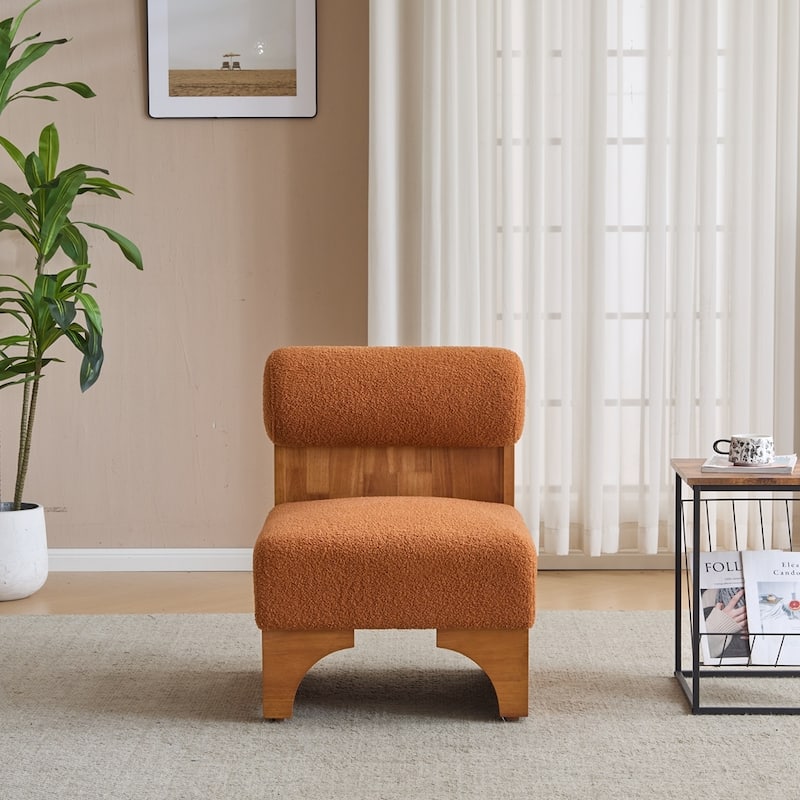 Modern Boucle Lounge Chair with Solid Wood Frame
