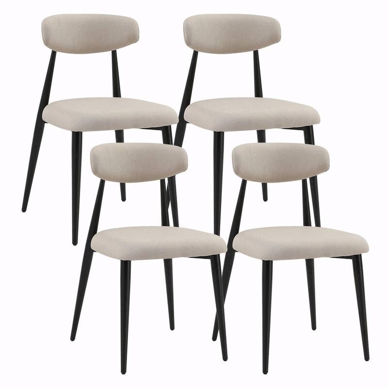 Modern Curved Back Dining Chairs, Round Upholstered Seat with Metal Frame