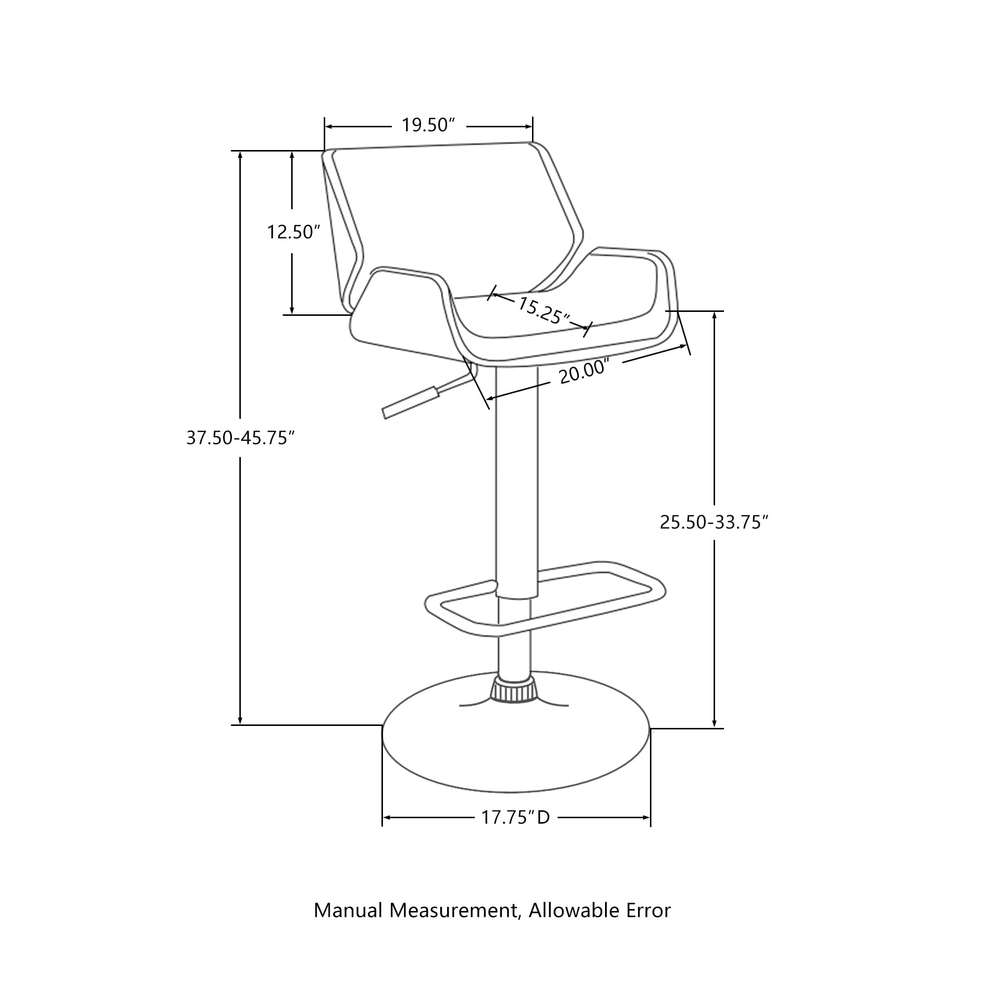 Glitzhome Set of 2 or 4 Modern Height Adjustable Faux Leather Swivel Bar Stools