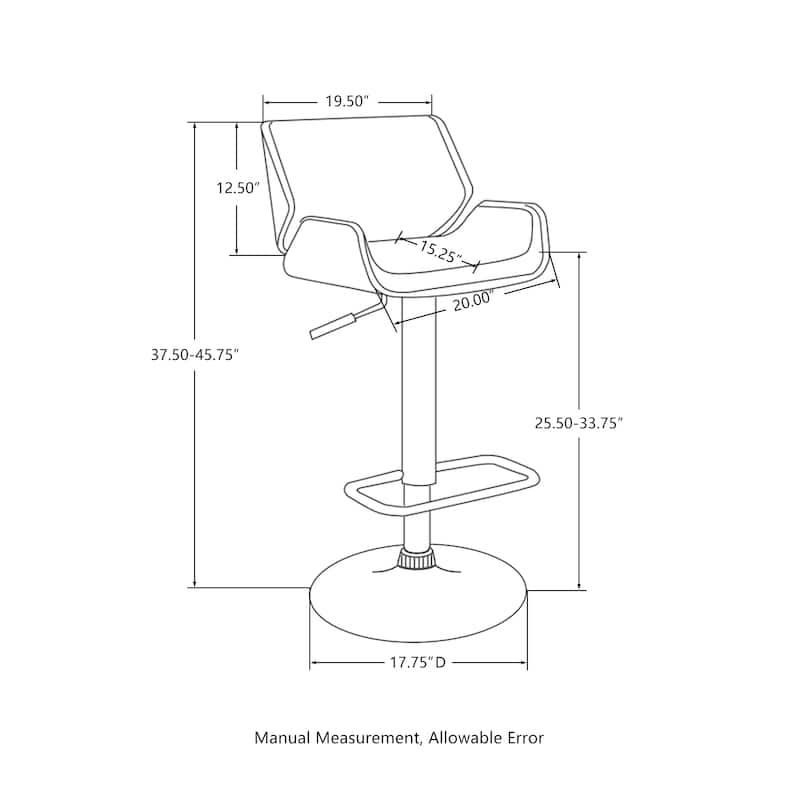 Glitzhome Set of 2 or 4 Modern Height Adjustable Faux Leather Swivel Bar Stools