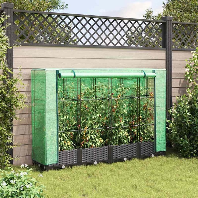 vidaXL Raised Bed Black, Green Polypropylene, Polyethylene, Iron Large - 15.7 x 63.0 x 48.4