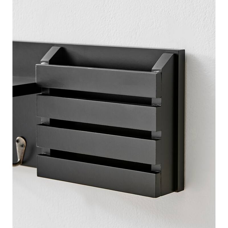 Danya B. Utility Entryway Shelf with Pocket and Hanging Hooks