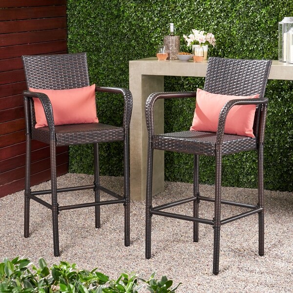 Christopher Knight Home Delfina Outdoor Wicker Barstool (Set of 2)
