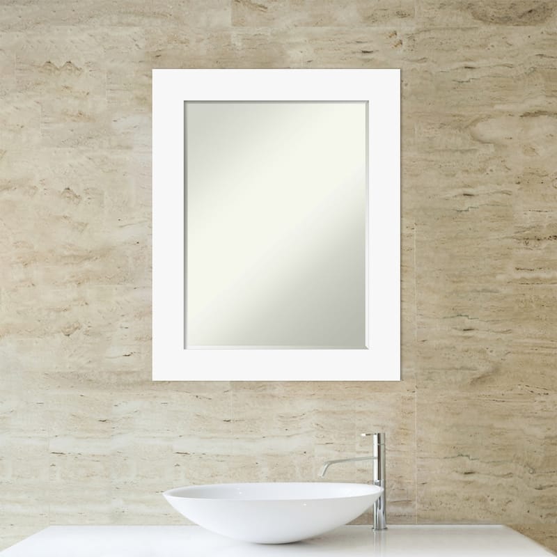 Basic Half-Inch-Bevel Wood Framed Bathroom Vanity Wall Mirror - Glass Size 18x24