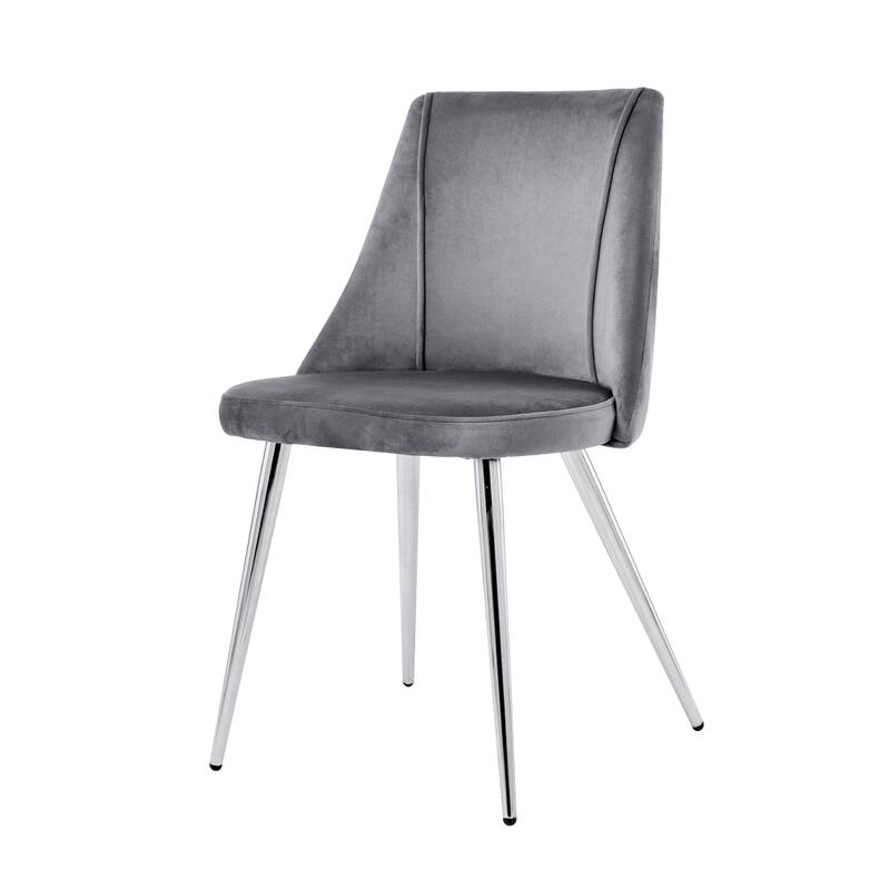 Set of 4 Modern Simple Velvet Dining Chair with Metal Legs