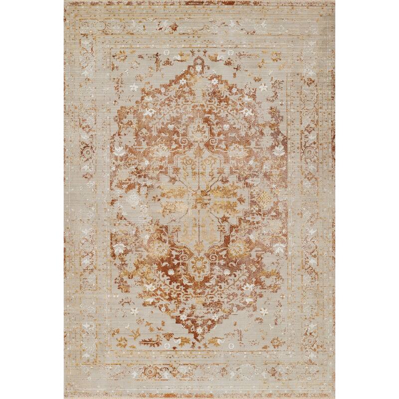 Momeni Cambridge Viscose Medallion Area Rug - 2' 2" x 7' 6" - Copper - Runner/Rectangle