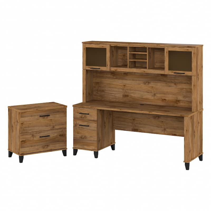 Somerset 72W Office Desk with Hutch and File Cabinet by Bush Furniture