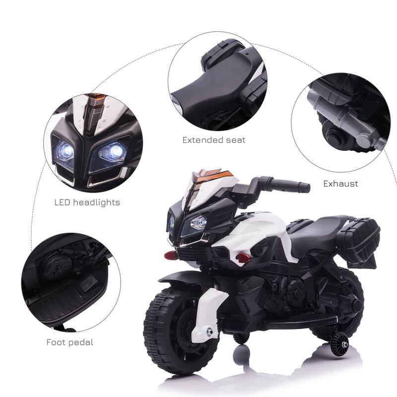 Battery-Powered Kids Motorcycle Ride-On with Training Wheels, Headlights, Horn, 1.86 mph Speed, for Toddlers 18-48 Months