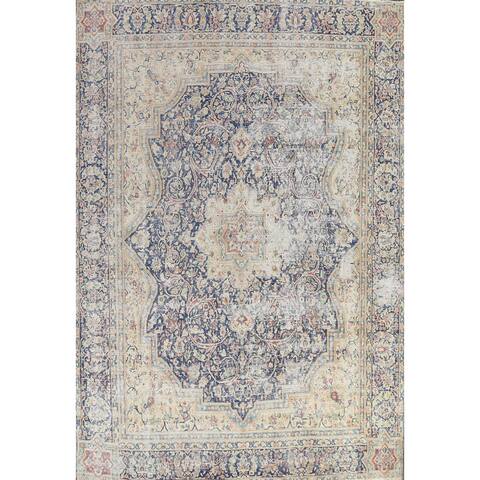 Decorative Muted Distressed Kerman Persian Wool Area Rug Hand-knotted - 9'2" x 12'1"